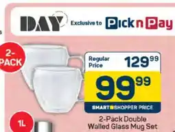 Pick n Pay 2-Pack Double Walled Glass Mug Set offer