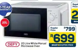 Pick n Pay DEFY 20 Litre White Manual Microwave Oven offer