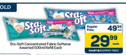 Pick n Pay Sta-Soft Concentrated Fabric Softener Assorted 500ml Refill Each offer