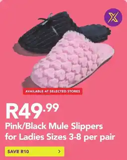 Shoprite Pink/ Black Mule Slippers for Ladies offer
