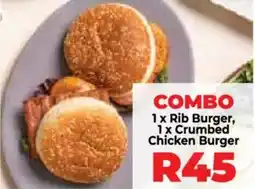 Food Lover's Market Rib Burger and Crumbed Chicken Burger offer