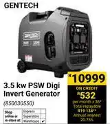 Builders Warehouse Gentech 3.5kw PSW Digi Invert Generator 850030550 offer