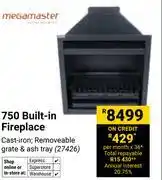Builders Warehouse Megamaster 750 Built In Fireplace 27426 offer