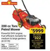Builders Warehouse Wolf Garden 200cc Torx Petrol Mower 613170 offer