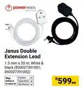 Builders Warehouse Power Worx Janus Double Extension Lead 850027391001, 850027391002-Each offer