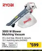 Builders Warehouse Ryobi 3000W Blower Mulching Vacuum 645960 offer