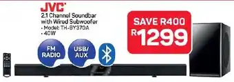 Pick n Pay Hypermarket JVC 2.1 Channel Soundbar with Wired Subwoofer offer