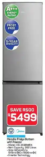 Pick n Pay Hypermarket Midea Metallic Fridge Bottom with Freezer offer