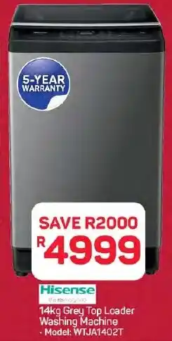 Pick n Pay Hypermarket Hisense Grey Top Loader Washing Machine offer
