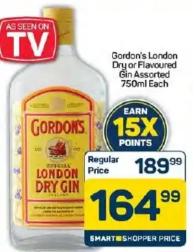 Pick n Pay Hypermarket Gordon's London Dry or Flavoured Gin Assorted offer