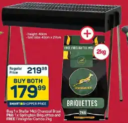 Pick n Pay Hypermarket Stellar Midi Charcoal Braai Plus Springbok Briquettes and Free Firelighter Combo offer