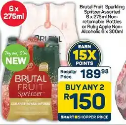 Pick n Pay Hypermarket Brutal Fruit Sparkling Spritzer Assorted Non-returnable Bottles or Ruby Apple Non-Alcoholic offer