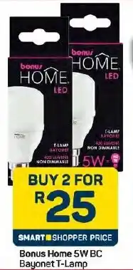 Pick n Pay Hypermarket Bonus Home 5W BC Bayonet T-Lamp offer
