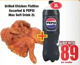 Boxer Grilled Chicken Flatties Assorted & Pepsi Max Soft Drink offer