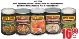 Boxer Best Cook Mixed Vegetables Assorted/ Tomato & Onion Mix/ Butter Beans in Sweetened Brine/ Processed Peas In Sweetened Brine offer