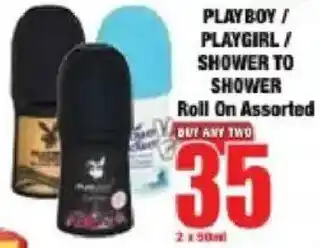 Boxer Playboy/ Playgirl/ Shower to Shower Roll On Assorted offer