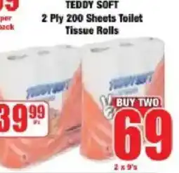 Boxer Teddy Soft 2 Ply 200 Sheets Toilet Tissue Rolls offer