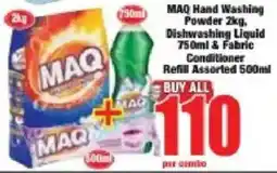 Boxer Maq Hand Washing Powder, Dishwashing Liquid & Fabric Conditioner Refill Assorted offer