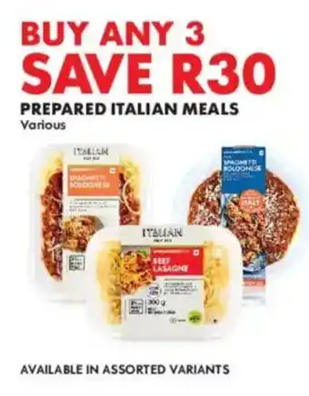 Woolworths Prepared italian meals offer