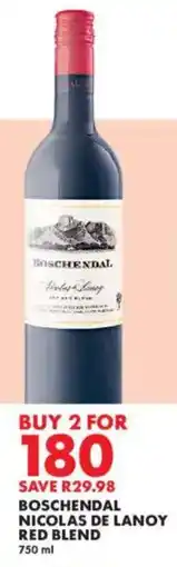 Woolworths Boschendal nicolas de lanoy red blend offer