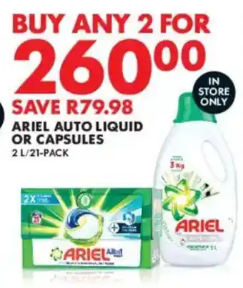 Woolworths Ariel auto liquid or capsules offer