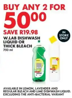 Woolworths W.lab dishwash liquid or thick bleach offer