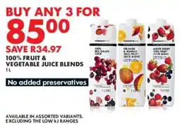 Woolworths 100% fruit & vegetable juice blends offer