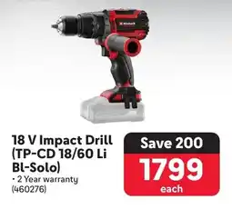 Makro Einhell 18 V Impact Drill offer
