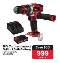 Makro Einhell 18 V Cordless Impact Drill + 2.5 Ah Battery offer