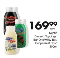 Save Hyper Nestlé Dessert Toppings Bar One/ Milky Bar/ Peppermint Crisp offer