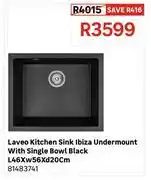 Leroy Merlin Laveo Kitchen Sink Ibiza Undermount With Single Bowl Black L46 x W56 x D20cm 81483741 offer