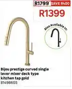 Leroy Merlin Bijou Prestige Curved Single Lever Mixer Deck Type Kitchen Tap Gold 81498605 offer