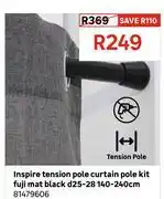 Leroy Merlin Inspire Tension Pole Curtain Pole Kit Fuji Matt Black D25-28 140-240cm 81479606 offer