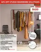Leroy Merlin Spaceo Free Standing Studio Garment Rack Metal Paris Black W5.9 x D115.7 x H45.6cm 81461729 offer
