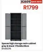 Leroy Merlin Spaceo High Storage Resin Cabinet Grey & Black 170 x 68 x 39cm 81480216 offer