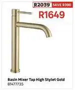 Leroy Merlin Basin Mixer Tap High Stylet Gold 81477735 offer