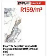 Leroy Merlin Floor Tile Porcelain Venito Gold Polished 600 x 1200mm (2.16 Sqm/Box) 81498848-Per Sqm offer