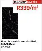 Leroy Merlin Floor Tile Porcelain Marquina Black 600 x 120mm 81479528-Per Sqm offer