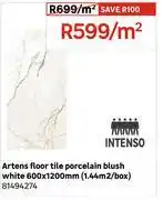 Leroy Merlin Artens Floor Tile Porcelain Blush White 600 x 120mm (1.44 Sqm/Box) 81494274-Per Sqm offer