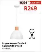 Leroy Merlin Inspire Venosa Pendant Light White & Wood 81481970 offer