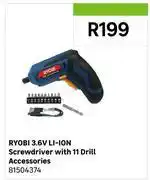 Leroy Merlin Ryobi 3.6V Li-Ion Screwdriver With 11 Drill Accessories 81504374 offer
