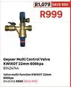 Leroy Merlin Kwikot Geyser Multi Control Valve 22mm 600kpa 81424744 offer