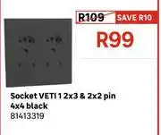 Leroy Merlin Veti1 Socket 2x3 & 2x2 Pin 4x4 (Black) 81413319 offer