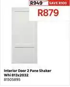 Leroy Merlin Interior Door 2 Panel Shaker (White) 813 x 2032 81505895 offer