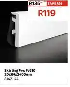Leroy Merlin Skirting PVC Po610 20 x 60 x 2400mm 81421144 offer