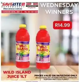 Saverite Wild island juice 1 lt offer