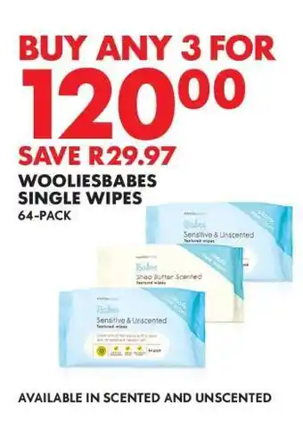 WOOLIESBABES SINGLE WIPES 64-PACK