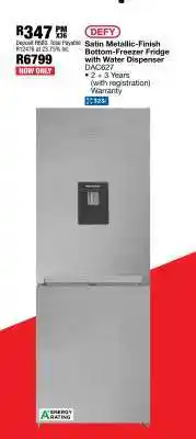 OK Furniture DEFY Satin Metallic-Finish Bottom-Freezer Fridge with Water Dispenser DAC627 offer
