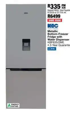 OK Furniture Metallic Bottom-Freezer Fridge with Water Dispenser offer