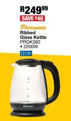 OK Furniture Pineware Ribbed Glass Kettle offer